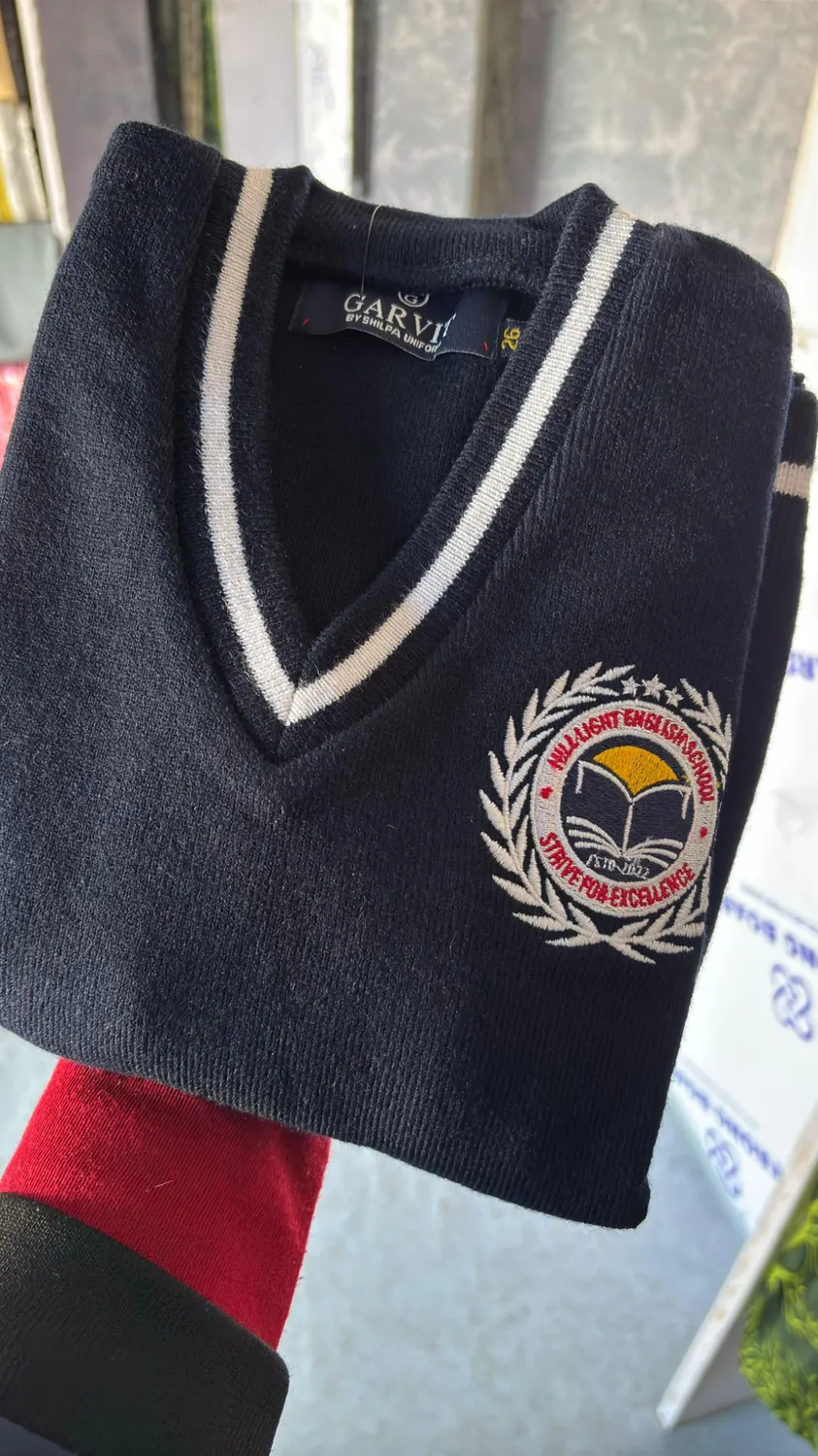 Embroidered school V-neck sweater